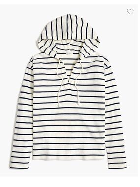 J. Crew Navy White Striped V-Neck Pullover Cotton Sweater Hoodie XL Relaxed NWT